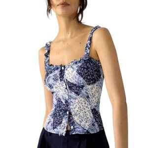 Favorite Daughter On A Break Top Cami Blue Boho Cottage L NWOT ASO Yellowstone